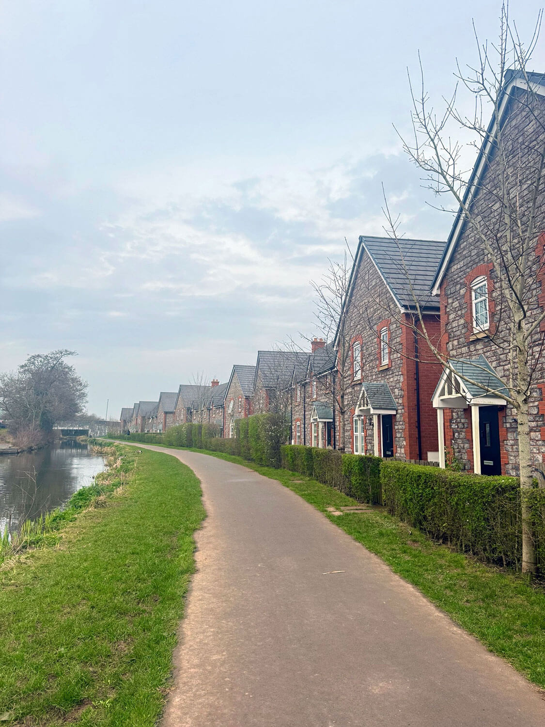 A row of houses adjacent to the canal